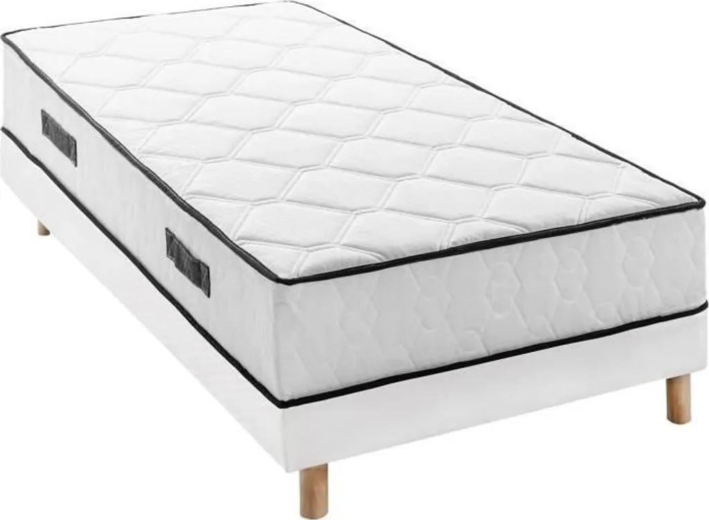 Matelas 90x190 et Sommier pour Chambre Adulte ou Ado - Confort Ferme