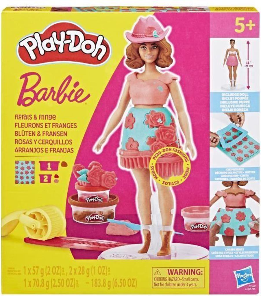 Play-Doh Barbie Knete Set, Fleurons et Franges, Mehrfarbig, Ab 3 Jahren, Modellierset