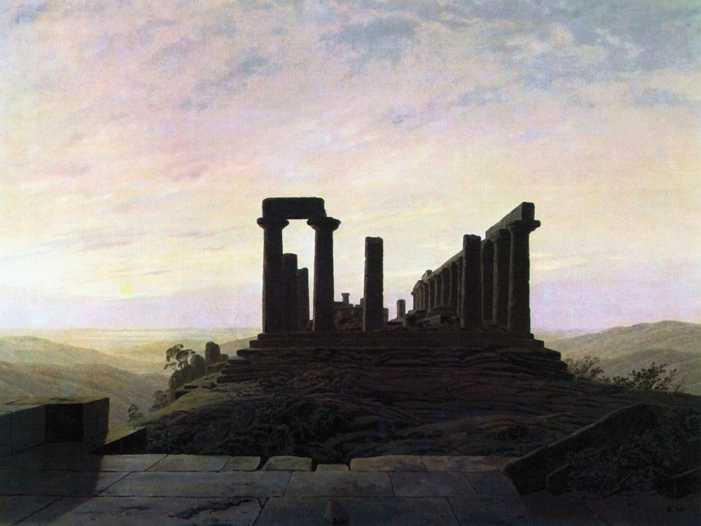 Caspar David Friedrich Kunstdruck Bild - Junotempel In Agrigent, 1828 (60 x 80 cm)