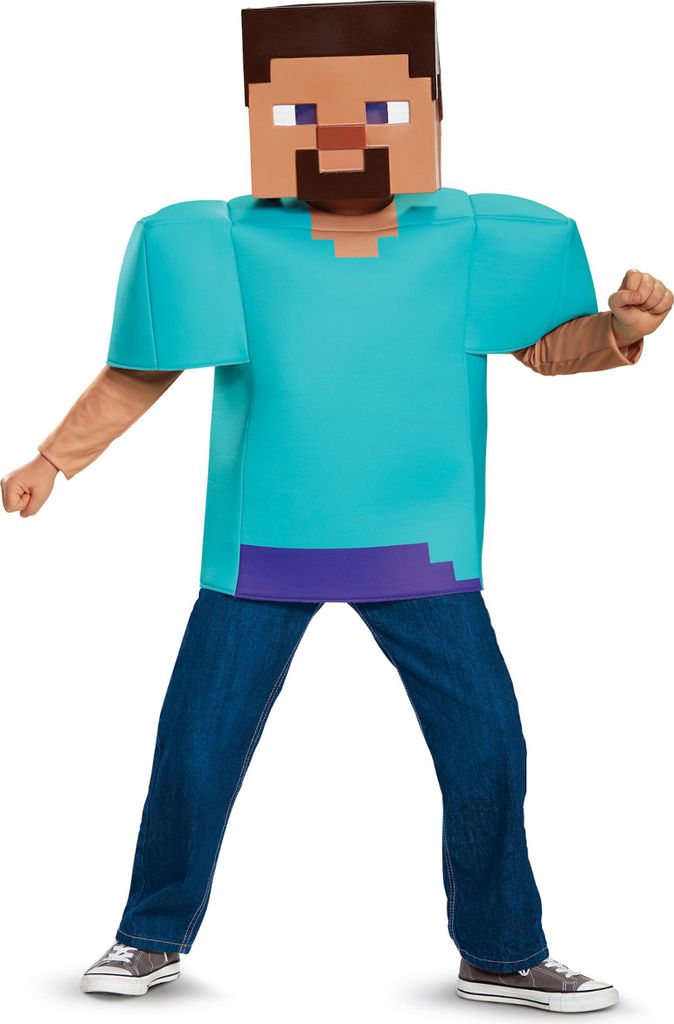 Steve Minecraft-Kostüm für Kinder Faschingskostüm türkis - Produktbild 
