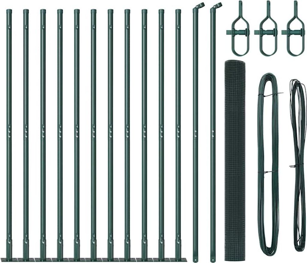 vidaXL Zaunpfosten Grün 25 x 1,5 m (19 x 19 mm Masche) Stahl