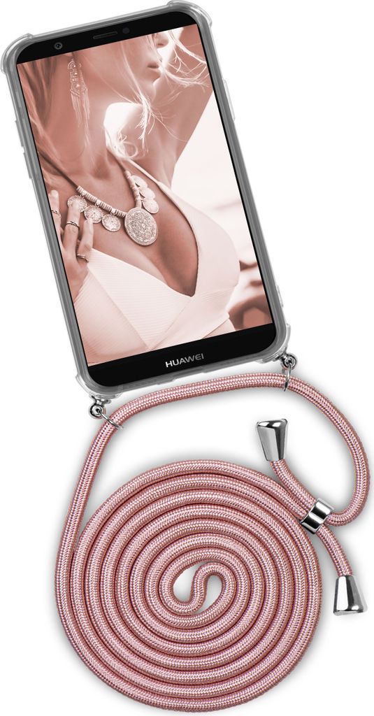 TWIST-Case + TWIST-Cord für Huawei P Smart (2017), Farbe:Shiny Blush (Silber)