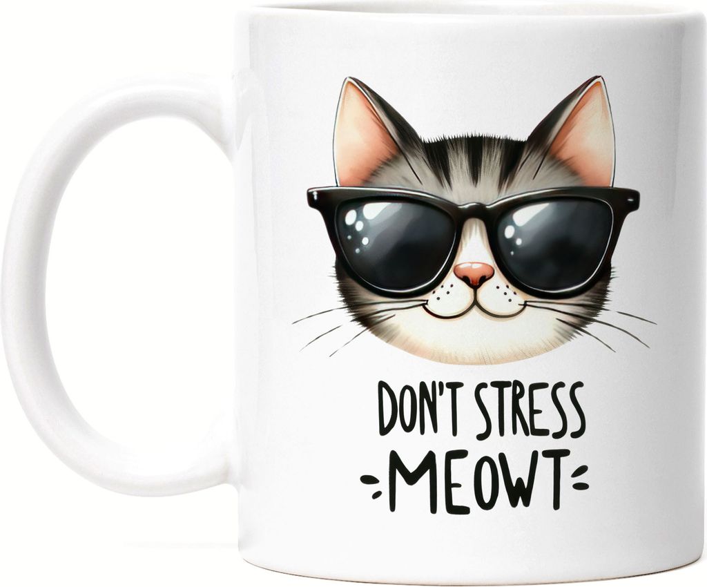 Don’t Stress Meowt Tasse Weiß Katze Lustig Cool Geschenkidee für Katzenliebhaber