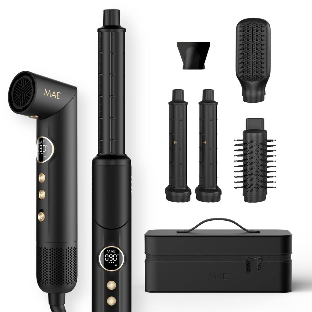 MAE Airstyler PRO II - Lockenstab 5 in 1 Multistyler Föhn - Haarstyler - Lockenbürste und Stylingbürste