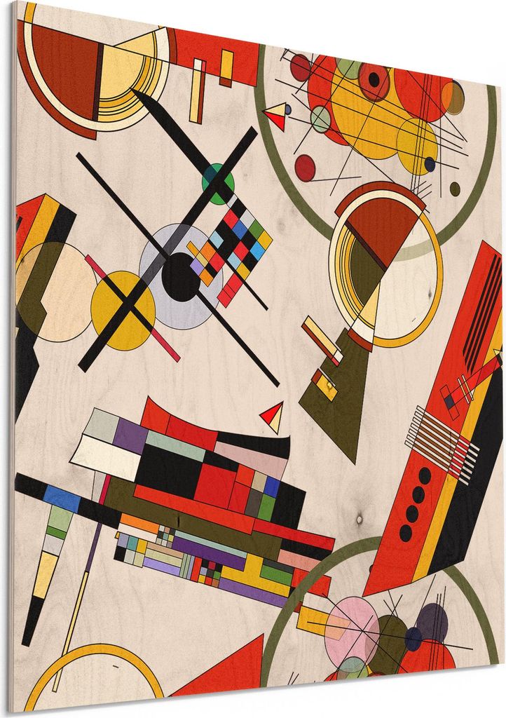 DEQORI Holzbild 50x50 cm 'Bauhaus Rhythmen' Bild auf Holz Wandbild Kunstdruck nachhaltig