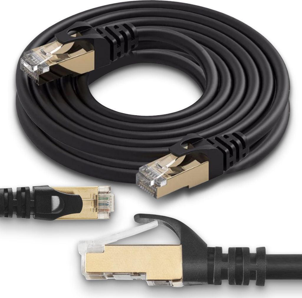 Netzwerkkabel CAT7 DSL Patchkabel Internet Ethernet LAN Netzwerk Kabel 1 -15mFarbe:Schwarz;Länge:5 m