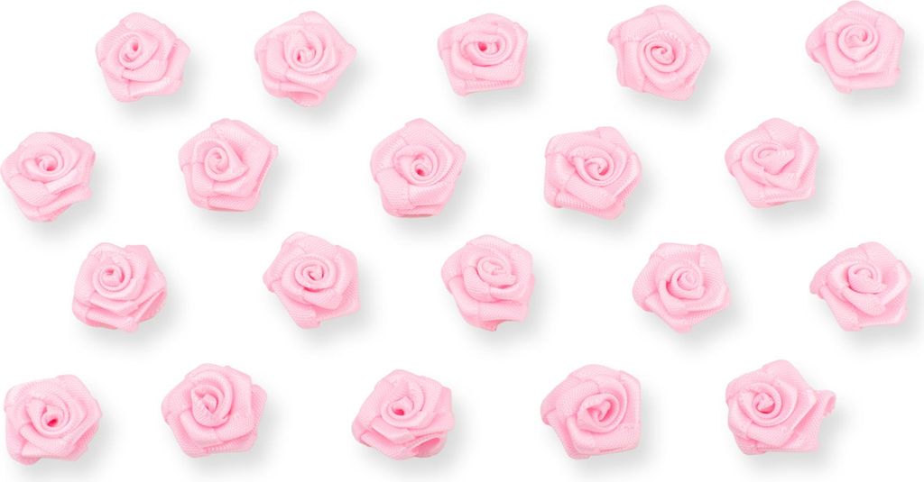 Satinrosen 15mm zum Basteln & Aufnähen 20 Stück Zartrosa