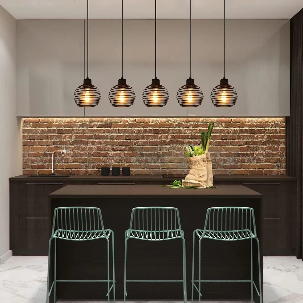 ZMH Lampada a sospensione vintage industriale - Lampada a sospensione nera da tavolo con interruttore e spina E27 Design retrò 1fla. Max.60W luce a sospensione per camera da letto soggiorno cucina ristorante bar - 6