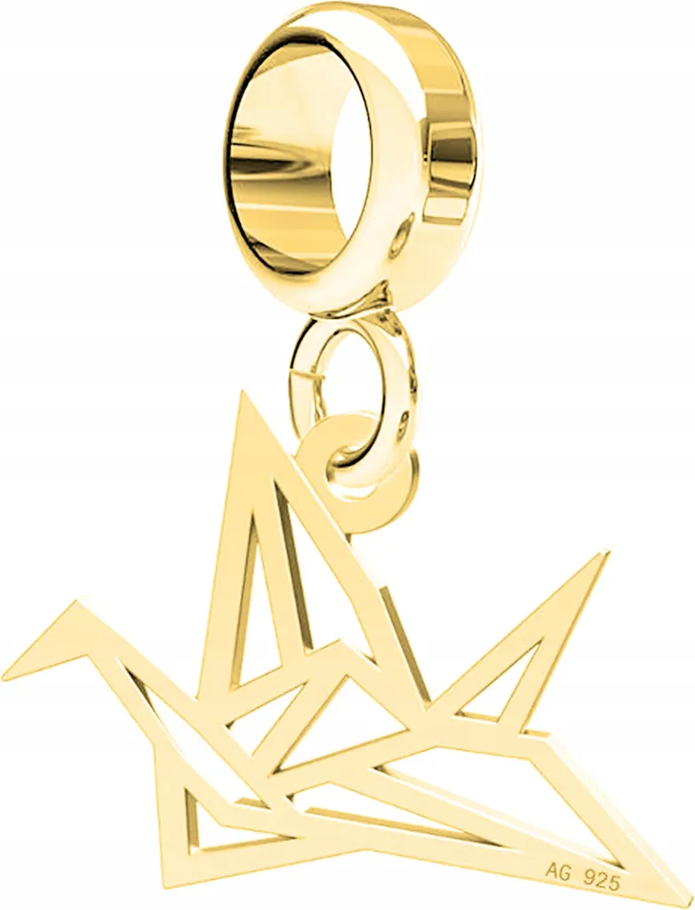 Charms Oro Origami Uccello Tinsel con Uccelli Uccelli Argento 925
