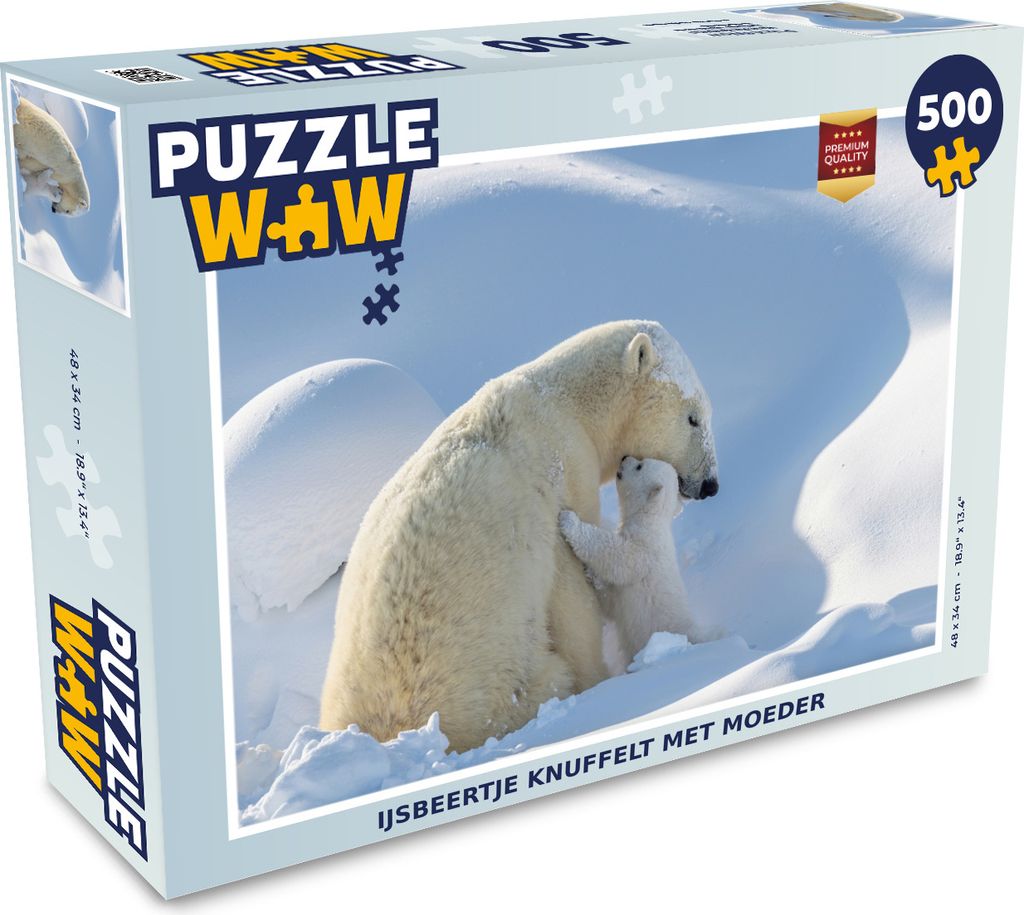 MuchoWow Puzzle 500 Teile Eisbär - Tiere - Schnee - 500 Teile - Kinder - Selberbauen - Puzzlespiele