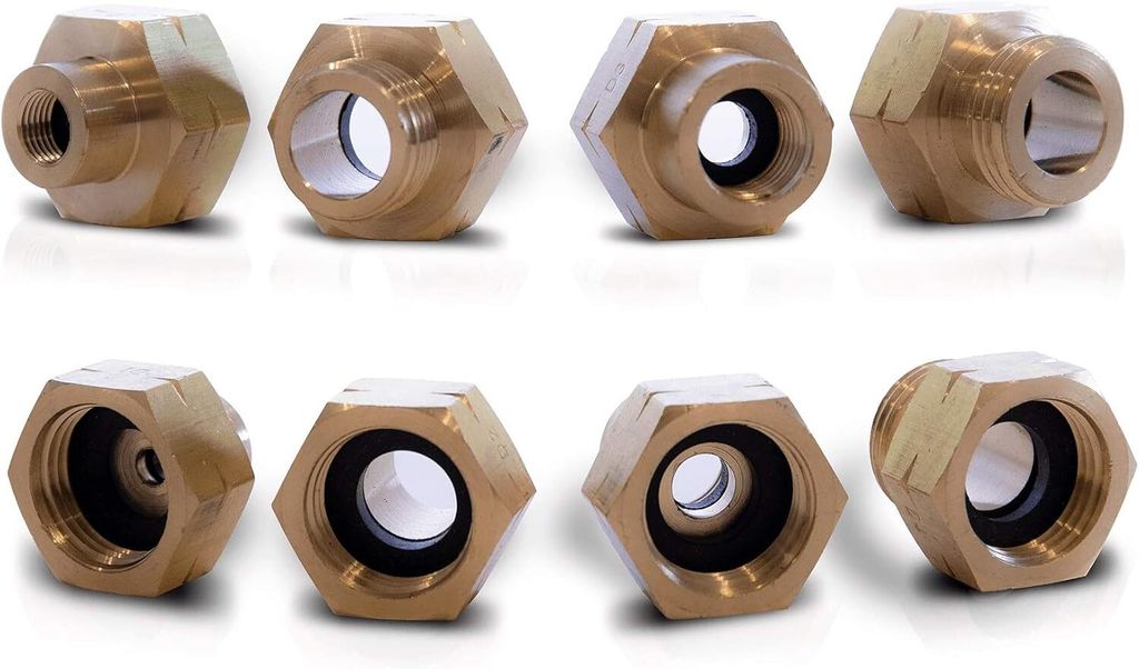 PELMOS Gasflaschen Adapter-Set I 4 Teiliges Euro Füllset zum Befüllen Deutscher Gasflaschen im EU-Ausland I Übersichtlich nummeriert I D1 - D4