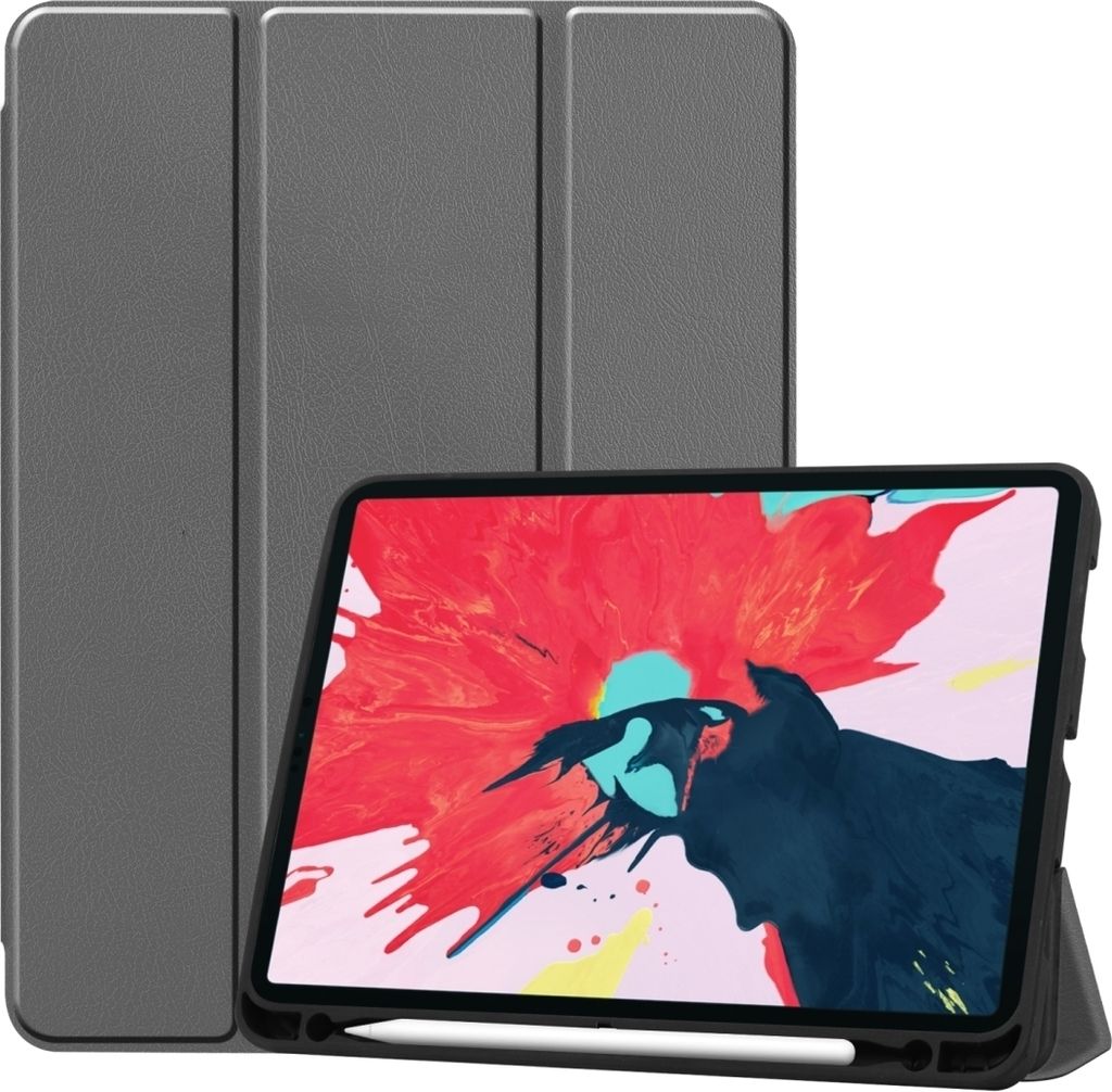 Mobigear Tri-Fold Gel iPad Pro 11 Zoll (2022) Hülle TPU,Kunstleder Klapphülle + Stifthalter - Grau