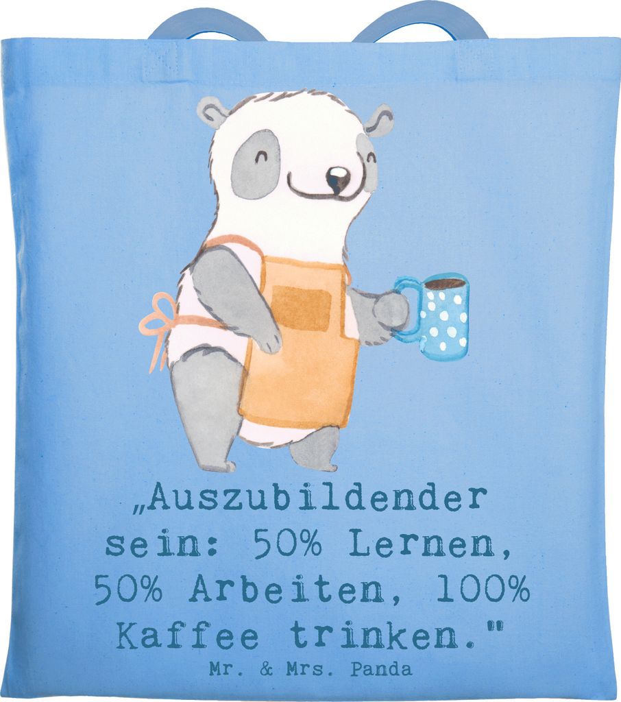 Mr. & Mrs. Panda Shopping Tasche Auszubildender - Sky Blue - Geschenk, Beutel, Berufsgestaltung, Geschenke mit Herz, dokumententasche, Anerkennung,...