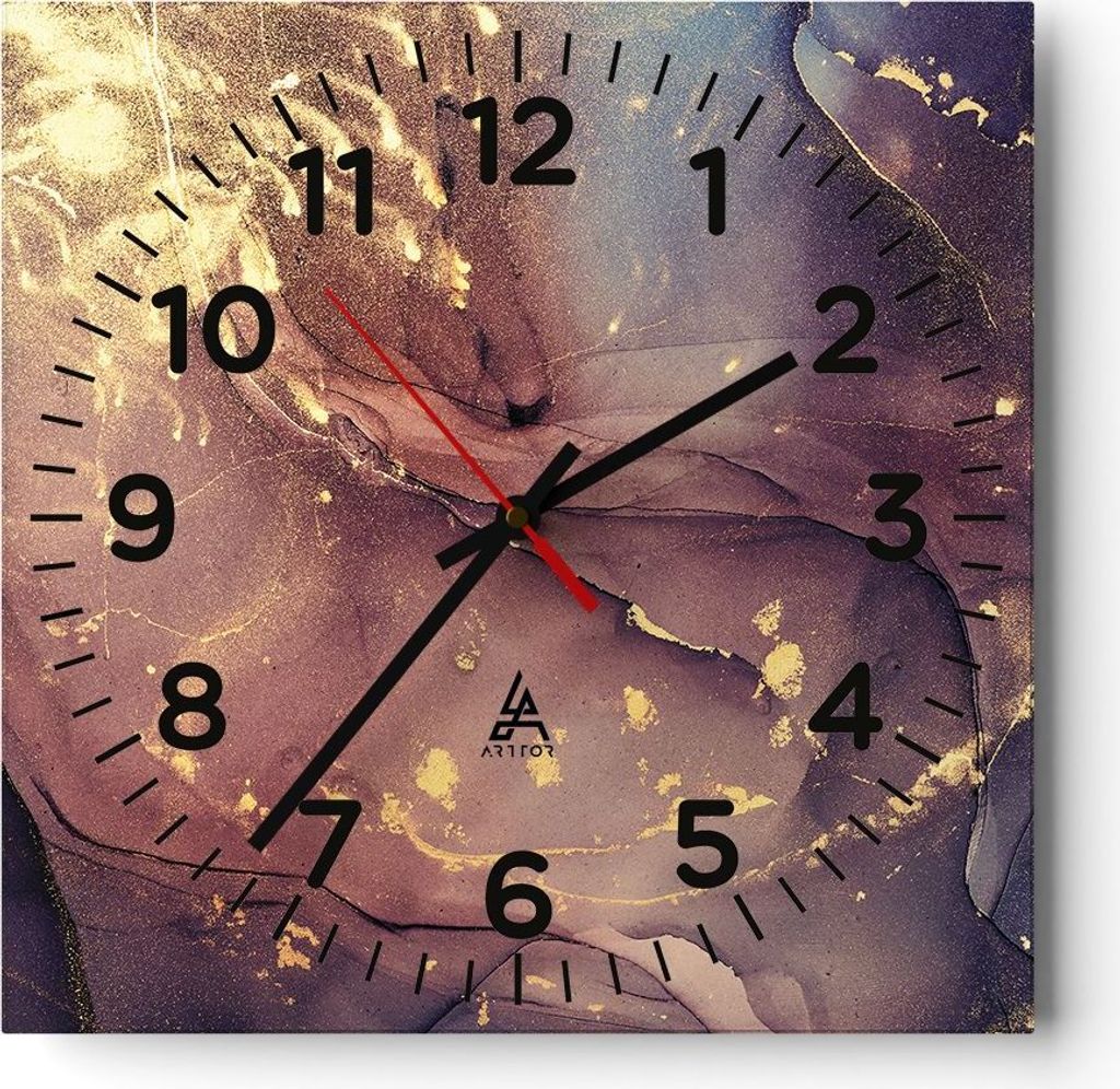 Wanduhr - Quadrat - Glasuhr - Stein Gold Marmor - 40x40cm - Schleichendes Uhrwerk - Lautlos - zum Aufhängen bereit - Dekoration Modern - Wanddekor...