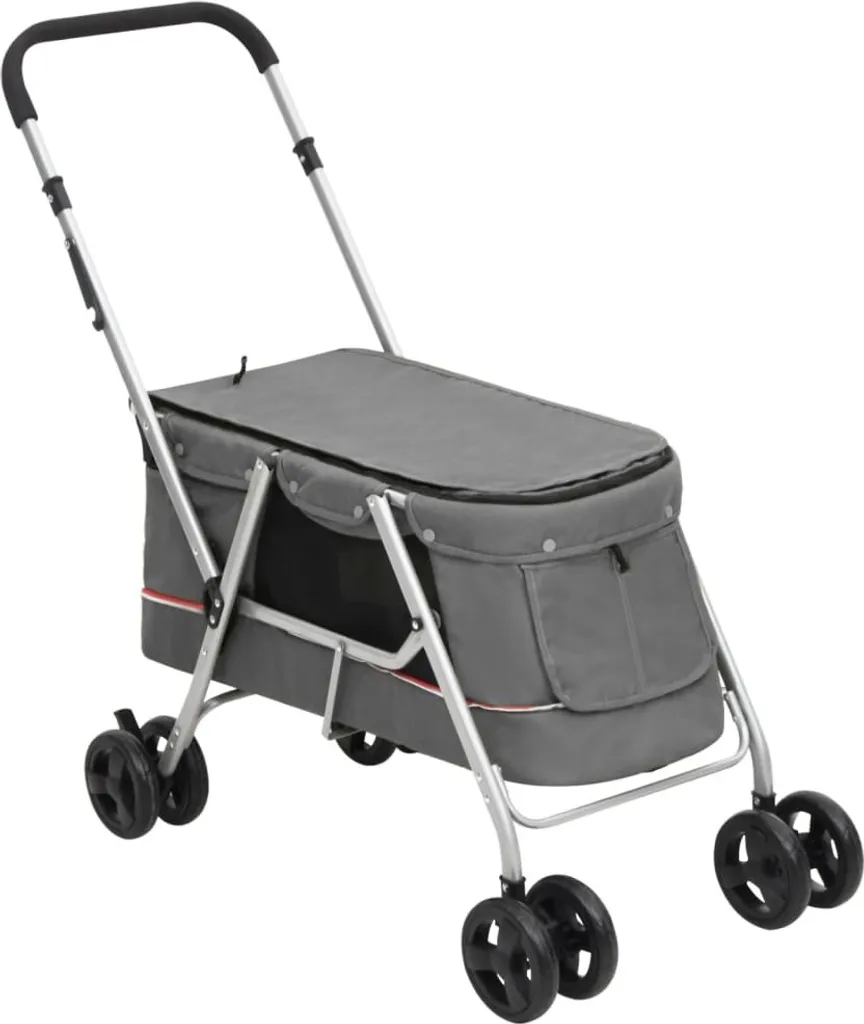vidaXL Passeggino Cani Pieghevole 100x49x96 cm Lino Grigio - Robusto