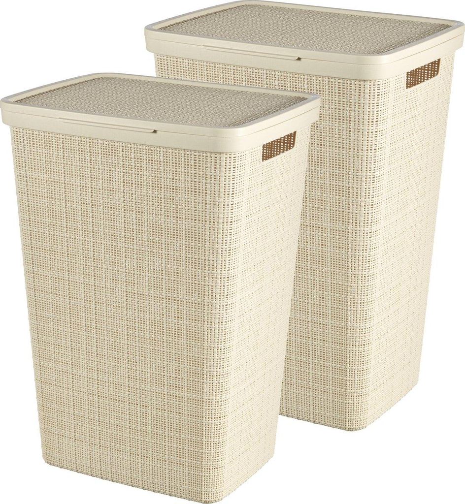 Curver Wäschekorb Jute mit Deckel - 2er Set