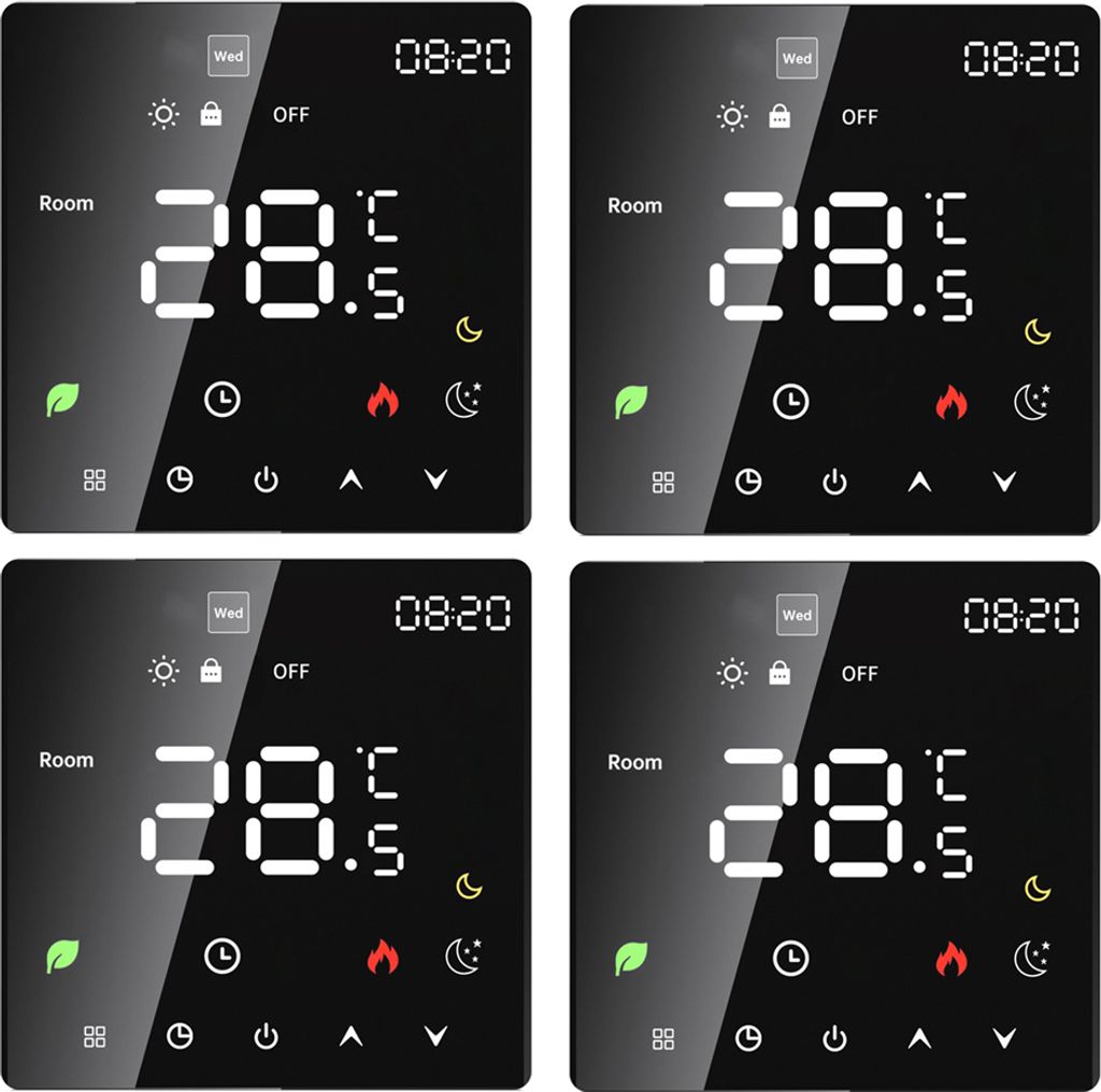 4X Smart Thermostat 3A Digital Raumthermostat Wasserheizungsgeräte Fußbodenheizung, Touchscreen, programmierbare Temperaturregelung, 2 Modus