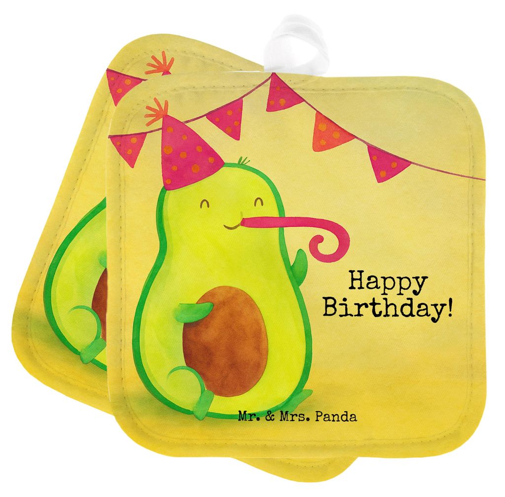 Mr. & Mrs. Panda Topflappen Avocado Geburtstag Design - Weiß - Geschenk, Frucht, Set, topfhalter, Party, Topfuntersetzer, Ofenlappen, Alles Gute, ...