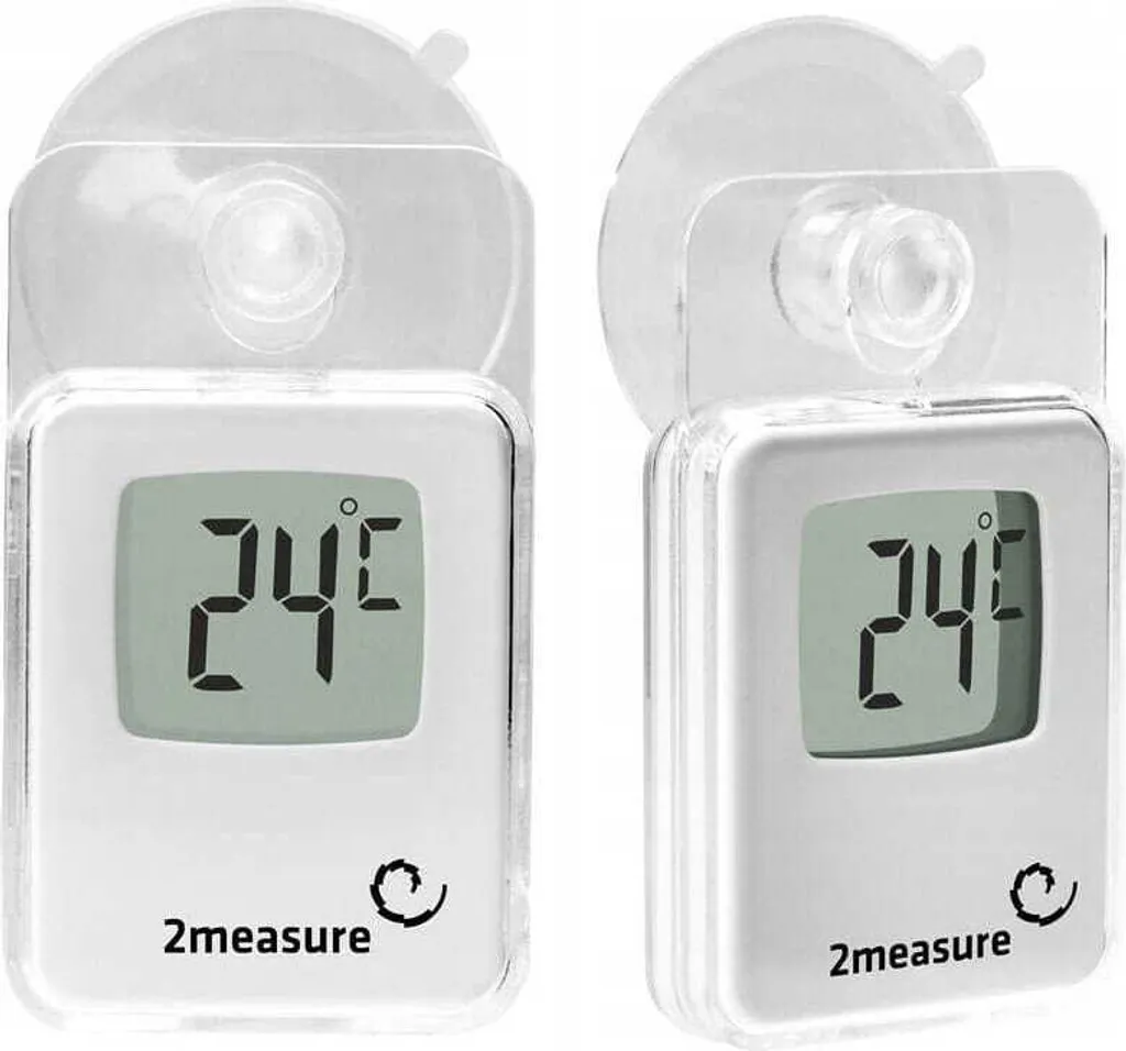 Thermomètre digital de vitre avec fixation ventouse amovible gris argent