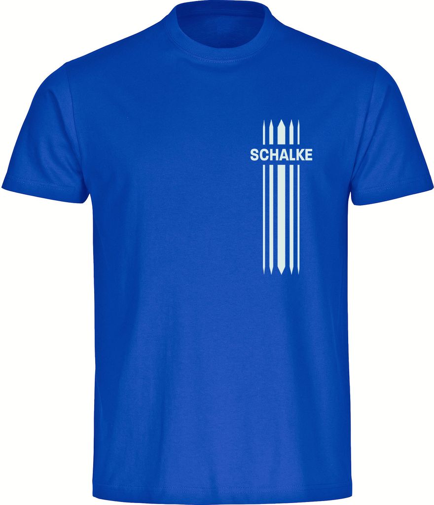 multifanshop Herren T-Shirt - Schalke - Streifen, blau, Größe 4XL