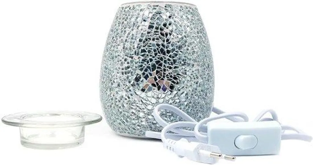 Fondoir à cire en verre argenté avec mosaïque faite à la main 12cm