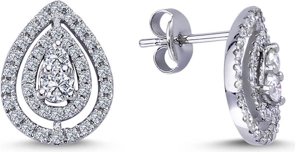 Diamant Drop Ohrringe 585`er 14 Karat Weißgold Produktbild 