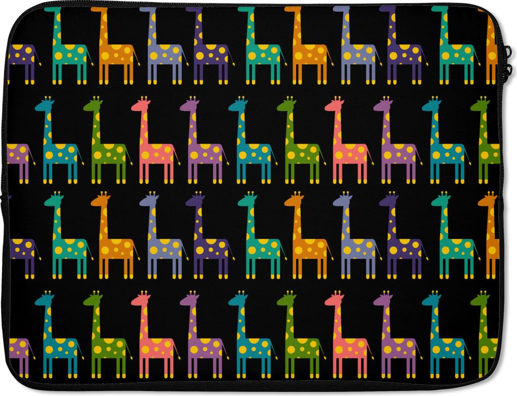 MuchoWow Laptop Hülle 17 Zoll Laptoptasche Regenbogen - Giraffe - Mädchen - Muster - Kinder - Zipper - Schutzabdeckung
