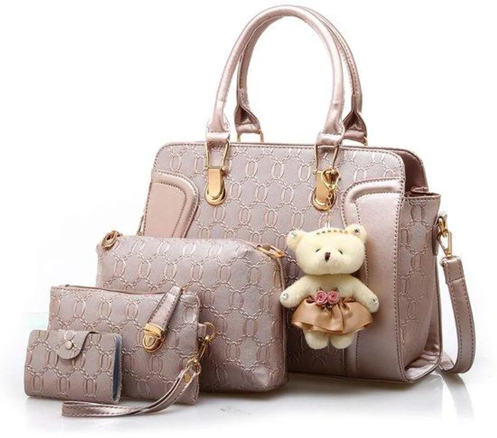 Sac à main femme pour le travail rose doré en cuir PU avec rangements