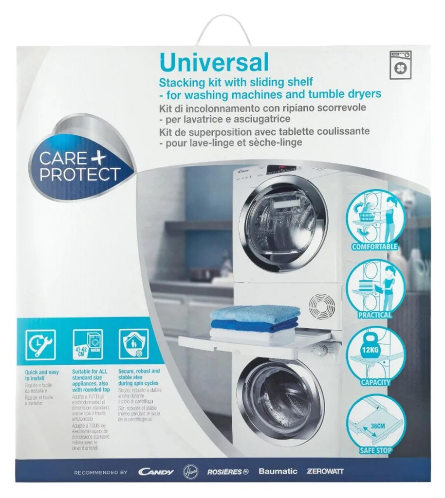 Care + Protect Kit d'empilage universel lave-linge et sèche-linge avec tablette