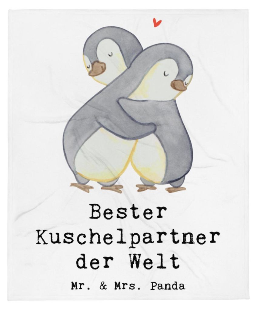 Mr. & Mrs. Panda Tagesdecke Pinguin Bester Kuschelpartner der Welt - Weiß - Geschenk, Freund, Ehefrau, Kuscheldecke, Sofadecke, Decke, Bett, Gesch...