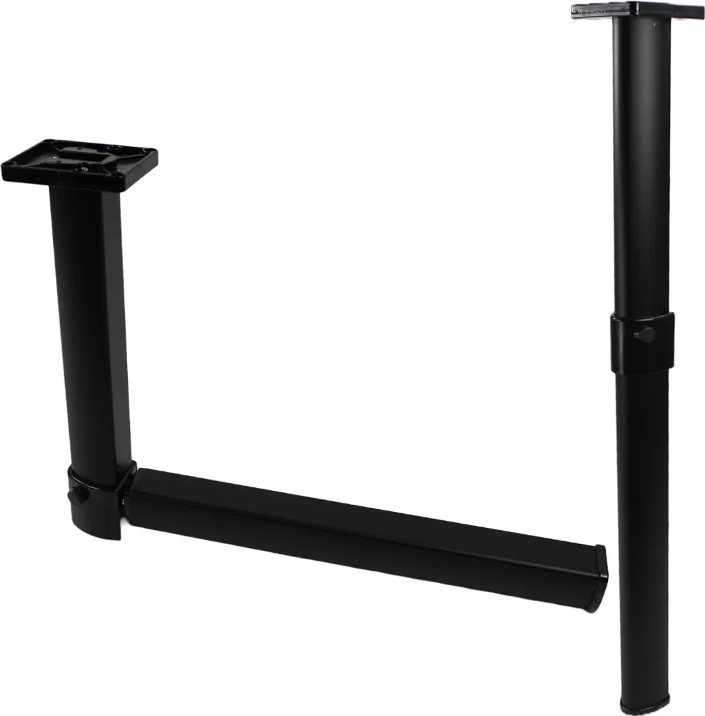 Pied de table articulé en alu noir 675/315 mm pour camping-car et van
