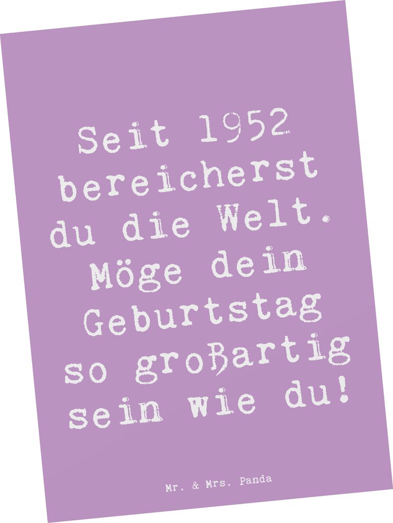Mr. & Mrs. Panda Postkarte Spruch 1952 Geburtstag - Produktbild 