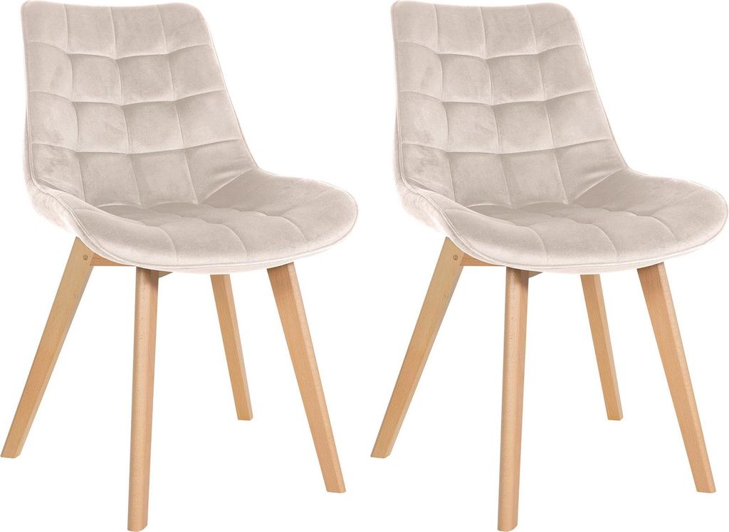 CLP 2er Set Esszimmerstühle Brook mit Samtbezug creme Produktbild 