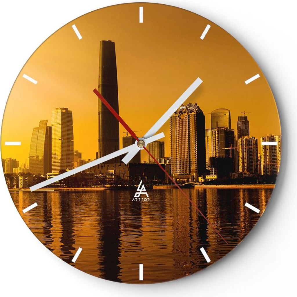 Wanduhr - Rund - Glasuhr - Stadt â €