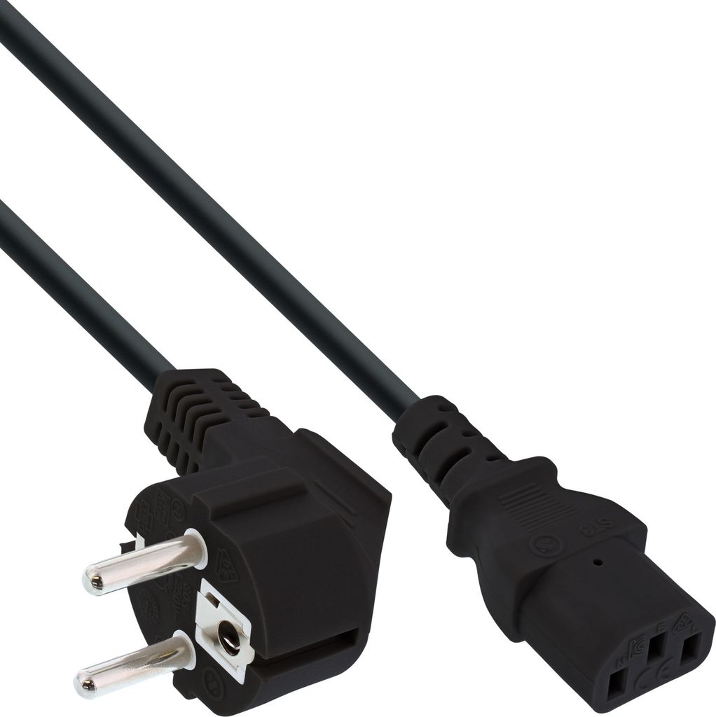 InLine Netzkabel, Schutzkontakt gewinkelt auf Produktbild 