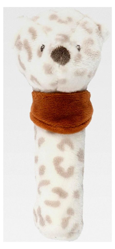 Kuscheltier-Rassel Schneeleopard Jungo, ca. 15 cm, vegan, weiß