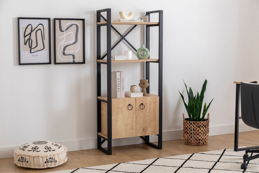 Skye Decor, Milano - Sapphire, Black, Bücherregal, Saphir, 100 % MELAMINBESCHICHTETE SPANPLATTEN, 64 x 32 x 160 cm