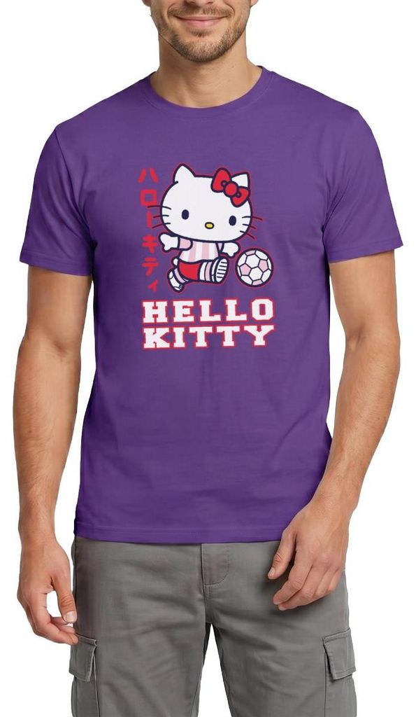 Spreadshirt Hello Kitty Spielt Fussball Sport Männer T-Shirt, XXL, Lila