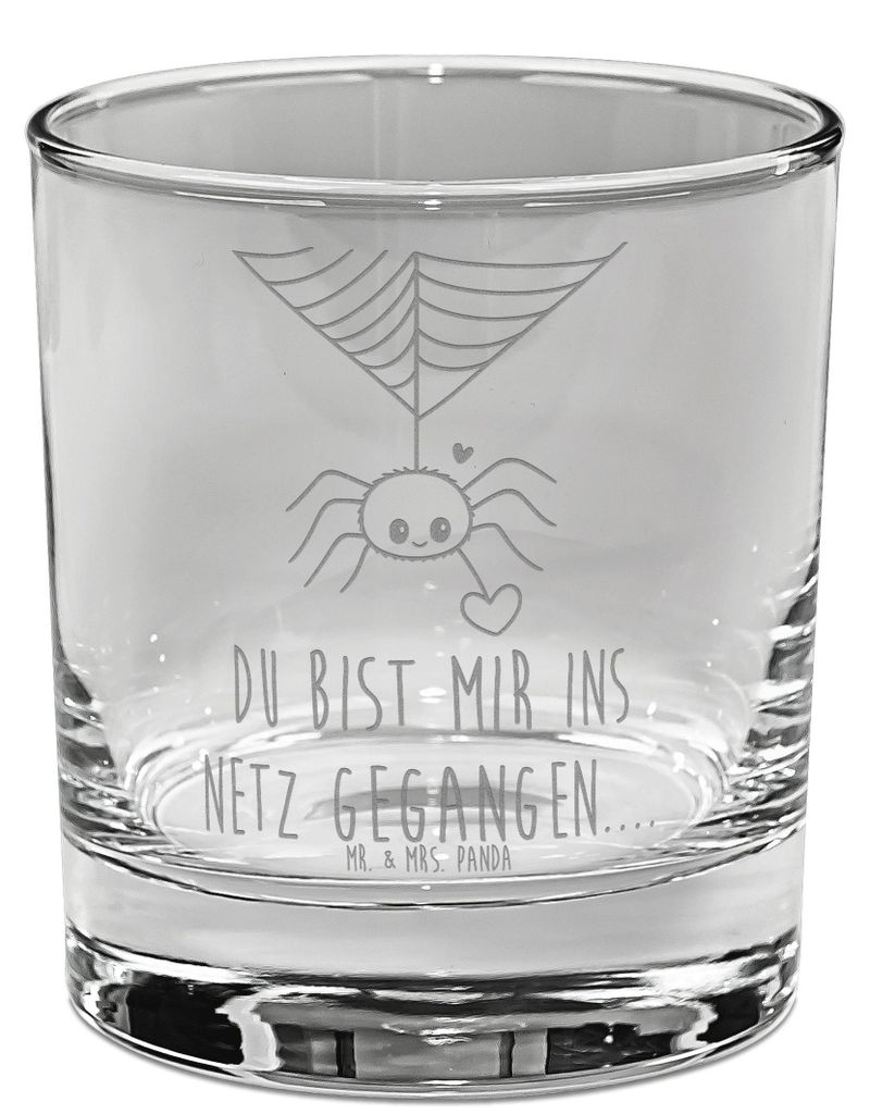 Mr. & Mrs. Panda Tumbler Spinne Agathe Liebe - Transparent - Geschenk, Scotch Glas, Whiskyglas, Liebesgeschenk, Liebesbeweis, Whisky, Verliebt, Whi...