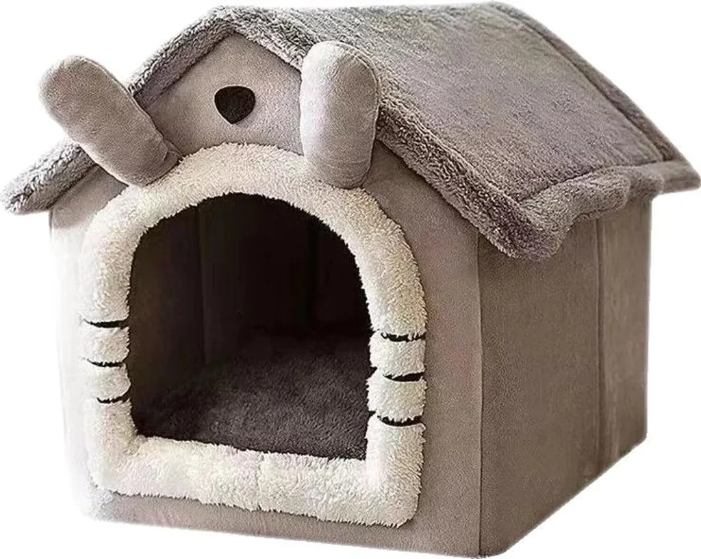 Niche d'intérieur grise en tissu pour chat et petit chien - Format M