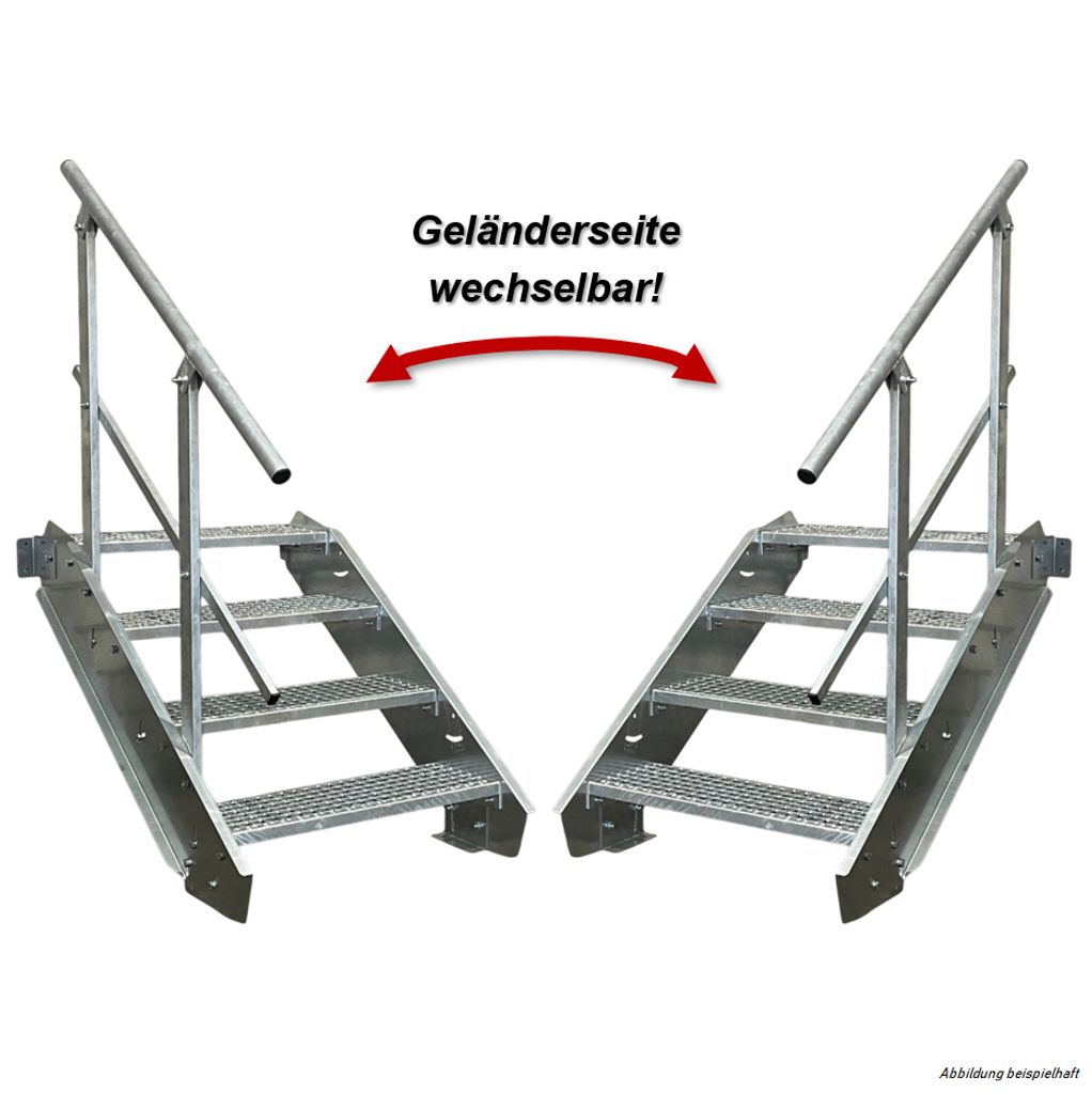 9 Stufen Stahltreppe einseitig. Geländer Breite 80cm Geschosshöhe 135-180cm