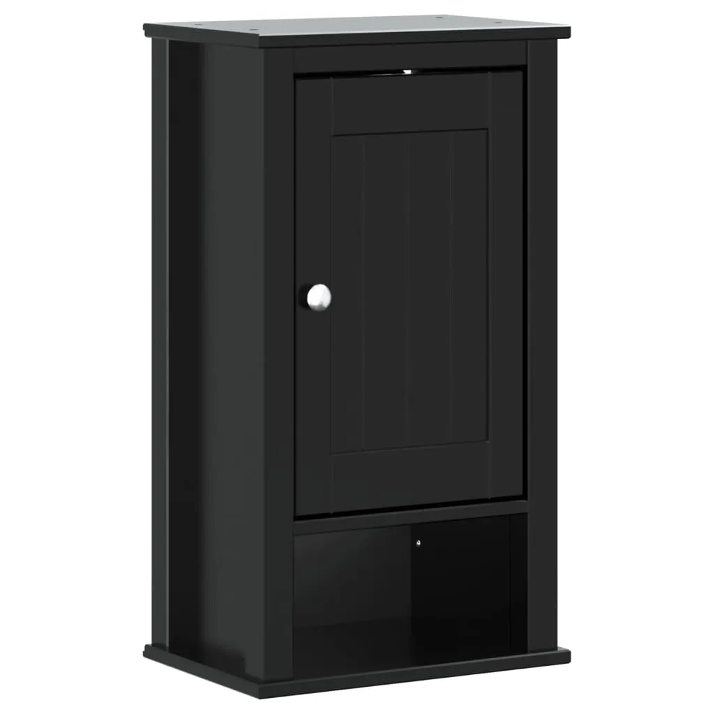 vidaXL Pensile da bagno BERG Nero 40x27x71,5 cm in legno di pino massiccio