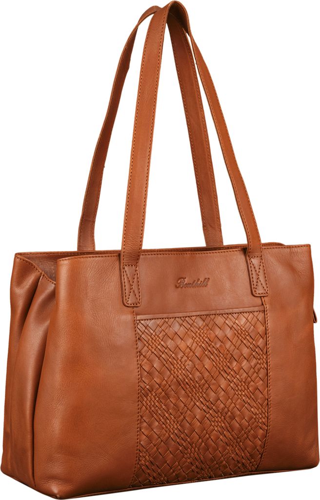 Benthill Damen Tasche Leder - Handtasche aus echtem Rindsleder - Große Schultertasche mit Reißverschluss - Vintage Umhängetasche XL