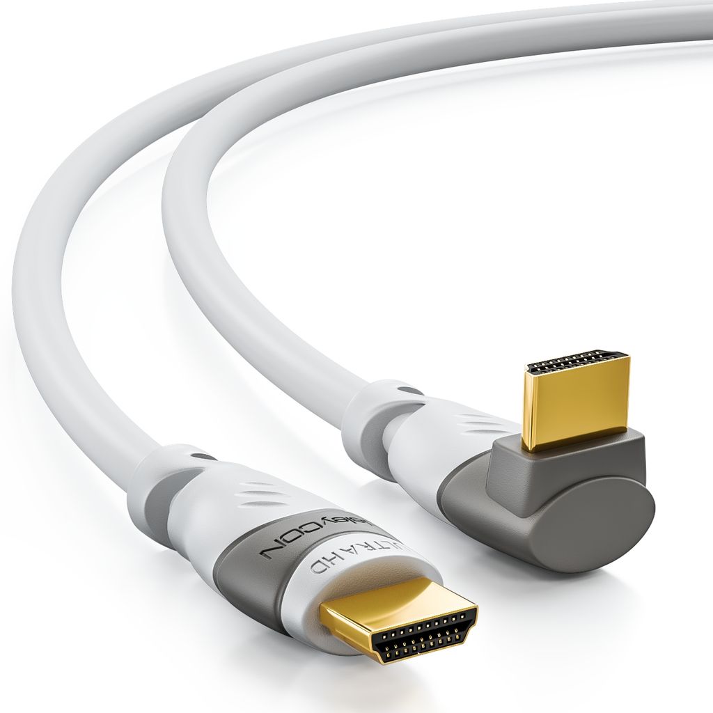 HDMI 2.0/1.4a kompatibel mit Ethernet deleyCON 3m HDMI Winkel Kabel 90° Grad 