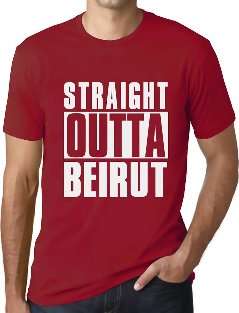 Herren Grafik T-Shirt Straight Outta Beirut Öko-Verantwortlich Vintage Jahrgang Kurzarm Lustige Druck Geburtstag Geschenk Mann