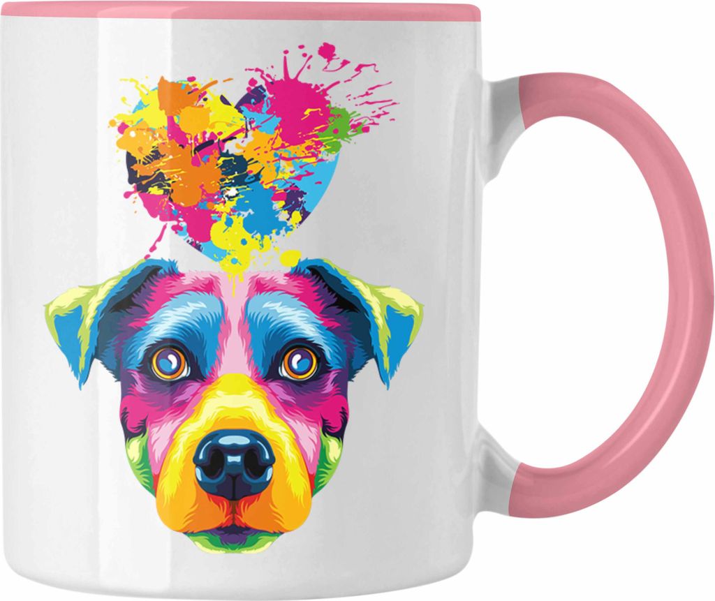Trendation - Jack Russell Herz Farbe Besitzer Tasse Geschenk Lustiger Spruch Geschenkidee Jack Russell Liebhaber (Rosa)