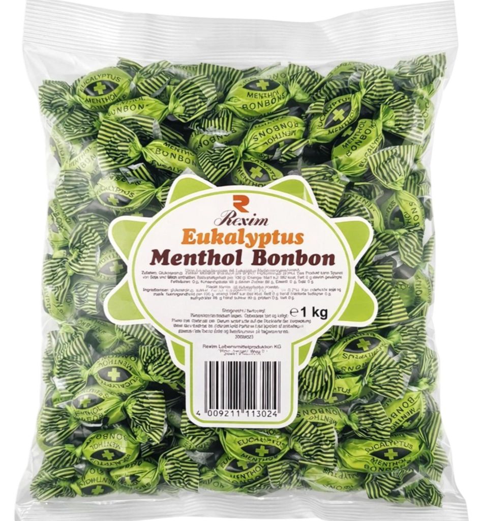 Rexim Euka Menthol Bonbons 1kg mit echtem Eukalyptus-Öl Produktbild 