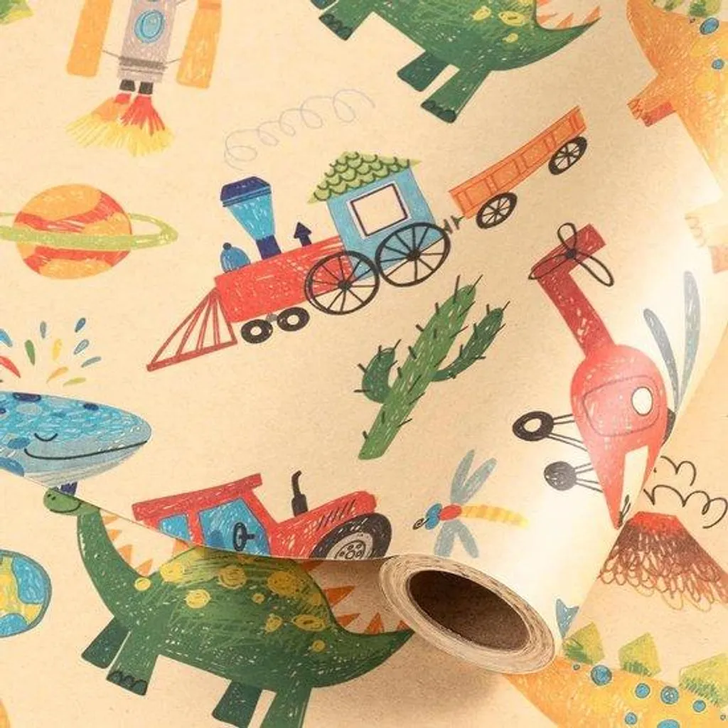 Papier cadeau anniversaire enfant anti-déchirure, mini-rouleau