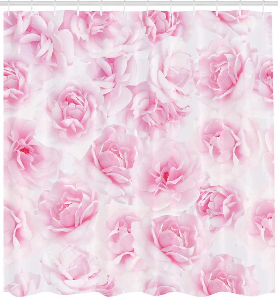 Restyling Bagno: Tenda Rose Rosa Tenue ABAKUHAUS 175x200 cm