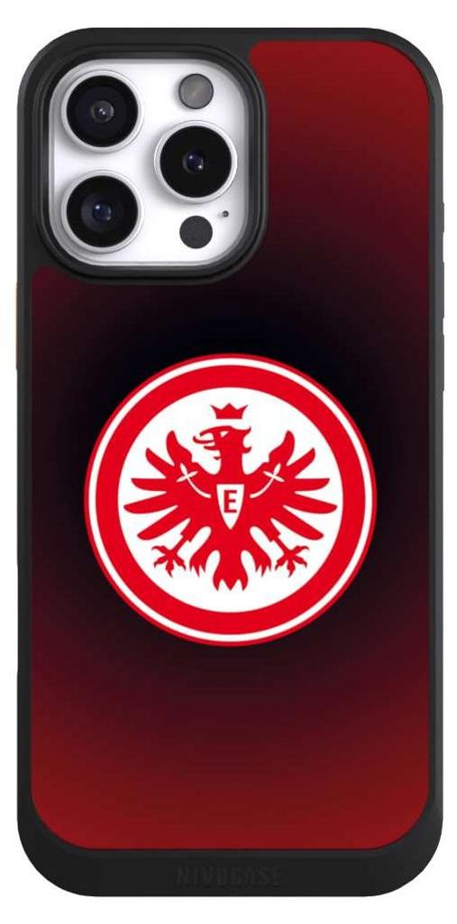 NIVOCASE Hülle für Apple iPhone 16 Pro Max Handyhülle NIVOcore Case Schwarz Eintracht Frankfurt Offizielles Lizenzprodukt Wappen